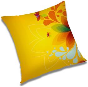 RADANYA Printed Polyester Orange Cushion Cover ( Large , Pack of 1 )