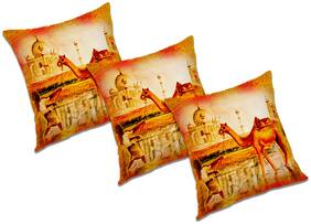 RADANYA Printed Polyester Orange Cushion Cover ( Small , Pack of 3 )
