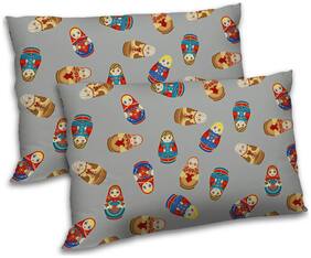 RADANYA Polyester Printed Pillow Covers ( Pack of 2 , Grey )