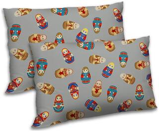 RADANYA Polyester Printed Pillow Covers ( Pack of 2 , Grey )