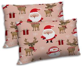 RADANYA Polyester Printed Pillow Covers ( Pack of 2 , Peach )