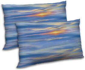 RADANYA Polyester Printed Pillow Covers ( Pack of 2 , Blue )