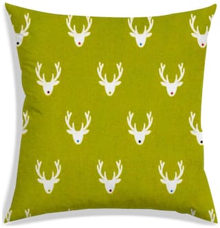 RADANYA Printed Polyester Green Cushion Cover ( Regular , Pack of 1 )