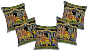 RADANYA Printed Polyester Orange Cushion Cover ( Extra large , Pack of 5 )