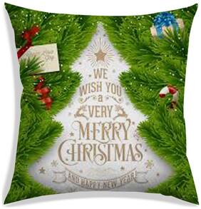 RADANYA Printed Polyester Green Cushion Cover ( Regular , Pack of 1 )