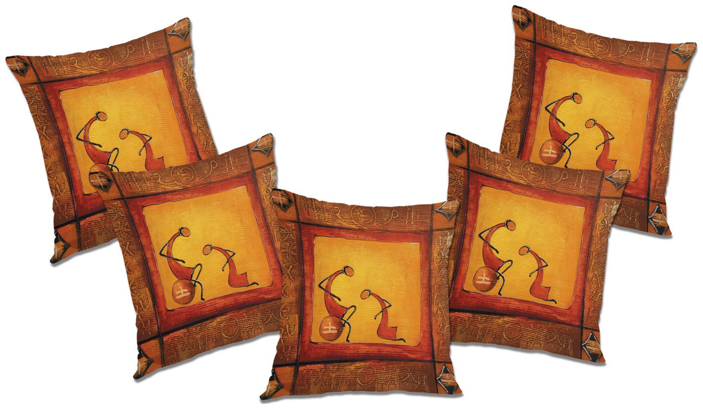 

RADANYA Printed Cushion Cover With FIller (Set of 5) 16x16 inch
