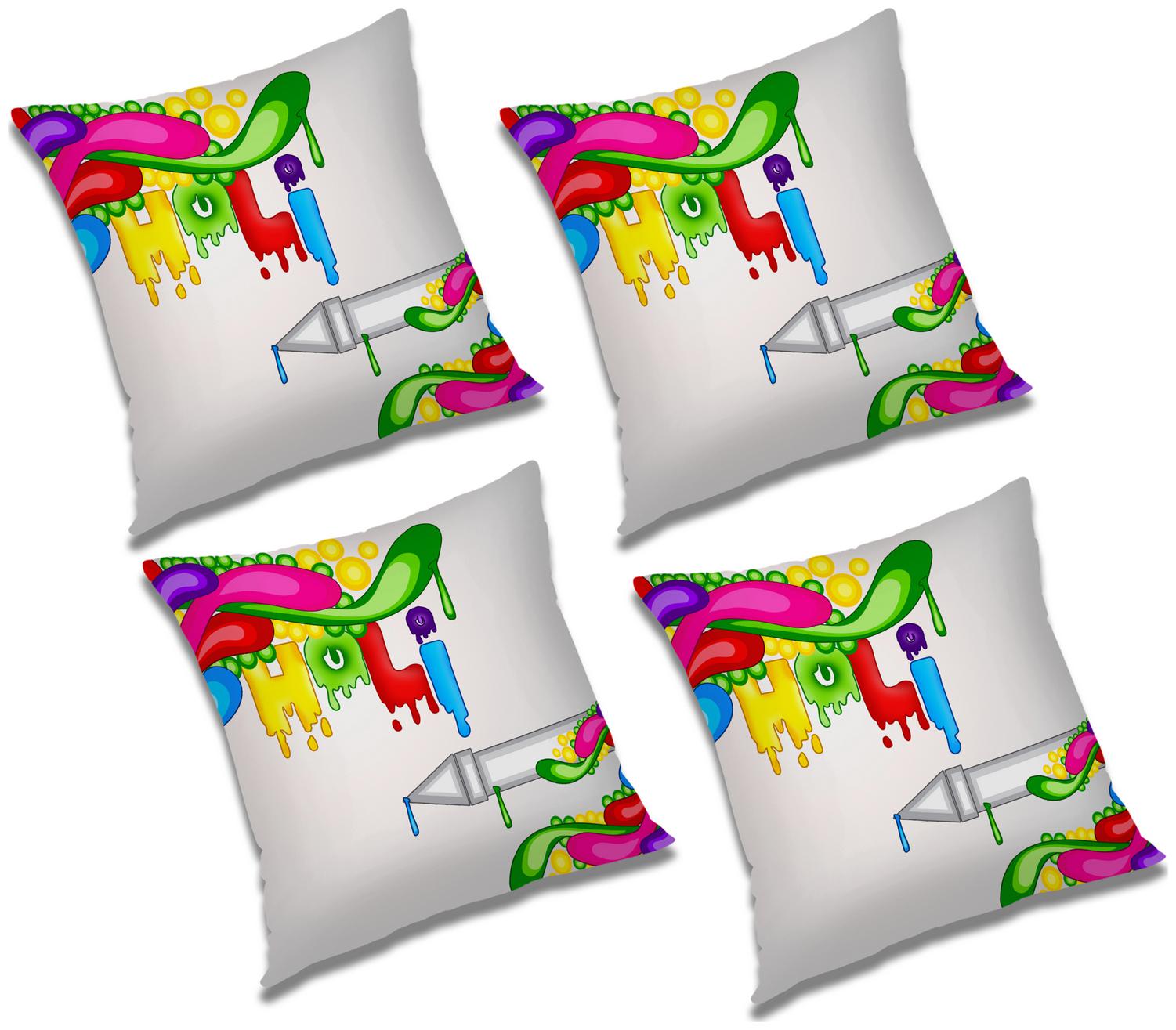 

RADANYA Printed Polyester White Cushion Cover ( Large Pack of 4 )