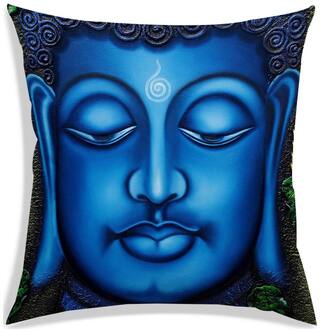 RADANYA Printed Polyester Blue Cushion Cover ( Small , Pack of 1 )
