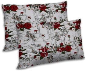 RADANYA Polyester Printed Pillow Covers ( Pack of 2 , White )