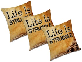 RADANYA Printed Cushion Cover With FIller (Set of 3) 12x12 inch