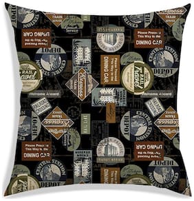 RADANYA Printed Polyester Black Cushion Cover ( Large , Pack of 1 )