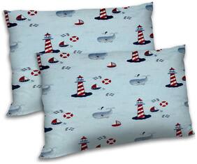 RADANYA Polyester Printed Pillow Covers ( Pack of 2 , Blue )
