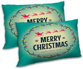 RADANYA Polyester Printed Pillow Covers ( Pack of 2 , Green )
