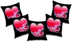 RADANYA Printed Polyester Black Cushion Cover ( Large , Pack of 5 )
