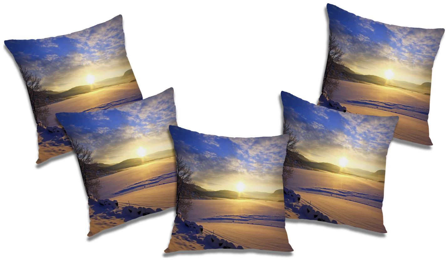 

RADANYA Printed Cushion Cover with Filler (Set of 5) 12X12 inch