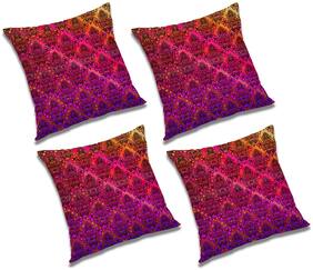 RADANYA Printed Polyester Orange Cushion Cover ( Large , Pack of 4 )