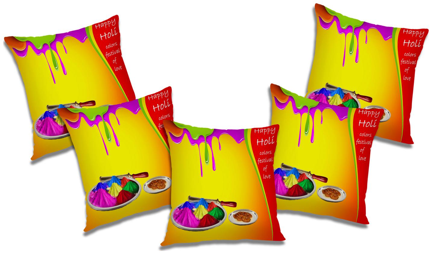 

RADANYA Printed Cushion Cover with Filler (Set of 5) 16x16 inch