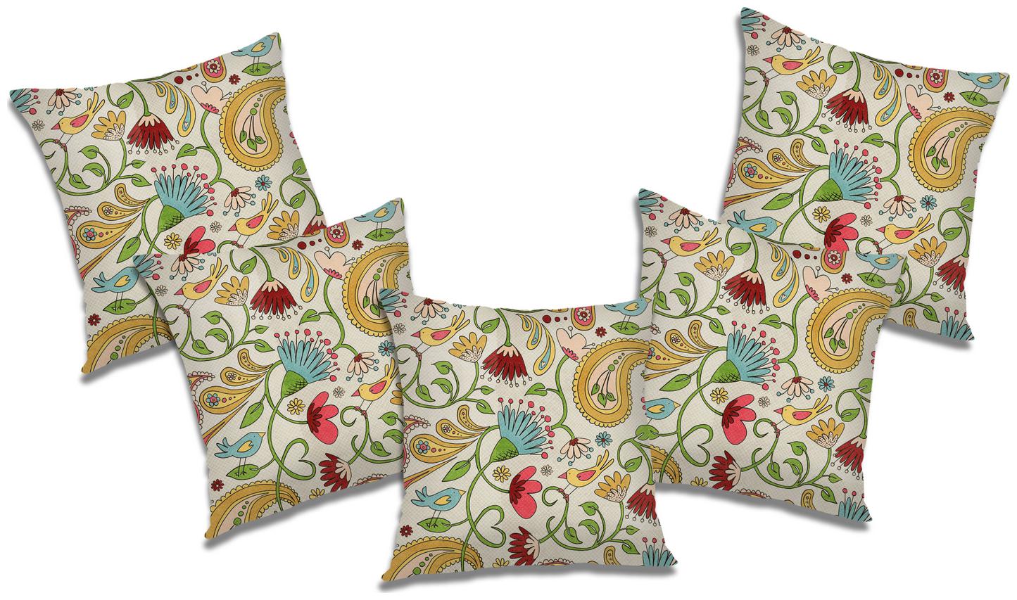 

RADANYA Printed Cushion Cover with Filler (Set of 5) 20x20 inch