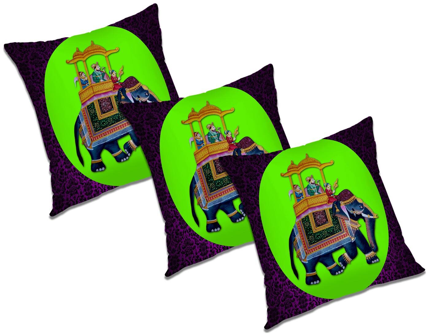 

RADANYA Printed Polyester Purple Cushion Cover ( Large Pack of 3 )