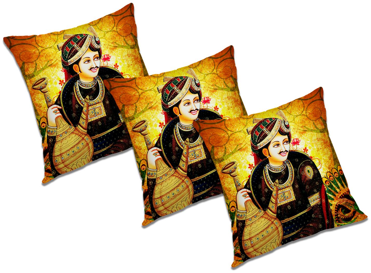 

RADANYA Printed Cushion Cover With FIller (Set of 3) 18x18 inch