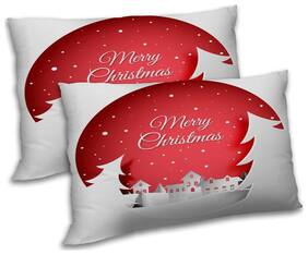 RADANYA Polyester Floral Pillow Covers ( Pack of 2 , Red )