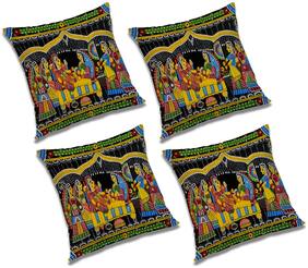 RADANYA Printed Polyester Orange Cushion Cover ( Extra large , Pack of 4 )