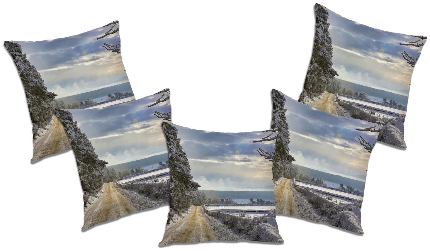 

RADANYA Printed Cushion Cover with Filler (Set of 5) 16x16 inch