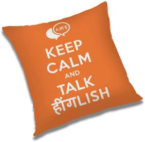 RADANYA Printed Polyester Orange Cushion Cover ( Large , Pack of 1 )