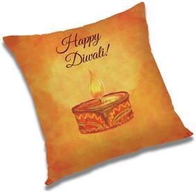 RADANYA Printed Polyester Orange Cushion Cover ( Small , Pack of 1 )
