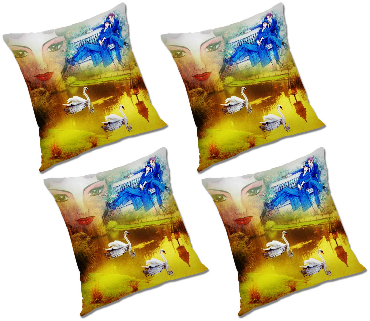 

RADANYA Printed Cushion Cover With FIller (Set of 4) 24x24 inch