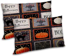 RADANYA Polyester Printed Pillow Covers ( Pack of 2 , Black )