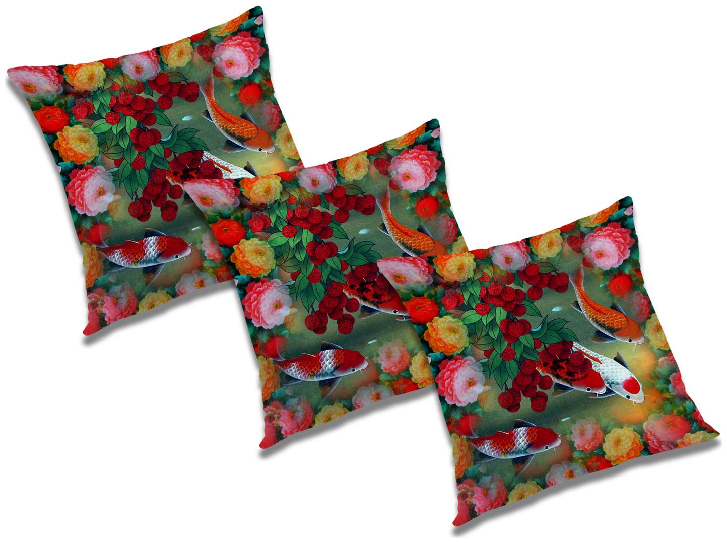 

RADANYA Printed Cushion Cover with Filler (Set of 3) 18x18 inch