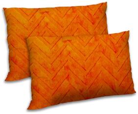 RADANYA Polyester Printed Pillow Covers ( Pack of 2 , Orange )