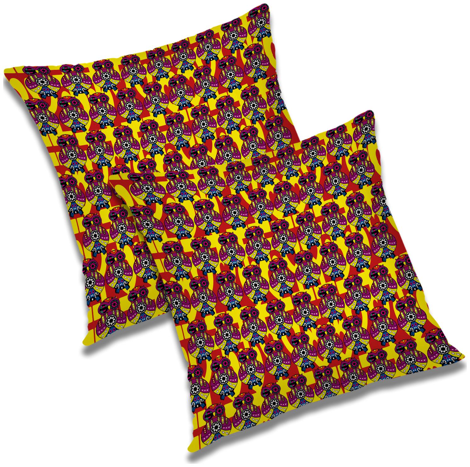 

RADANYA Printed Polyester Yellow Cushion Cover ( Regular Pack of 2 )