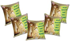 RADANYA Printed Polyester Gold Cushion Cover ( Large , Pack of 5 )