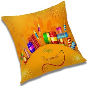 RADANYA Printed Polyester Orange Cushion Cover ( Extra large , Pack of 1 )