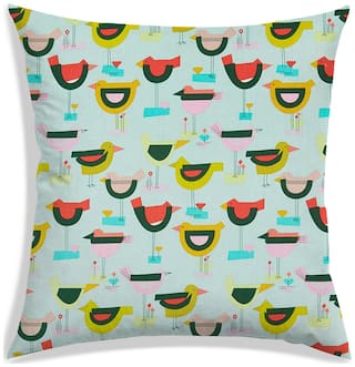 RADANYA Printed Polyester Blue Cushion Cover ( Small , Pack of 1 )