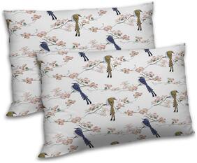 RADANYA Polyester Printed Pillow Covers ( Pack of 2 , White )