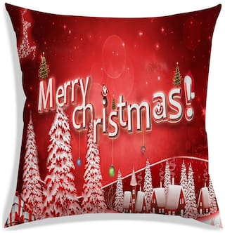 RADANYA Printed Polyester Red Cushion Cover ( Regular , Pack of 1 )