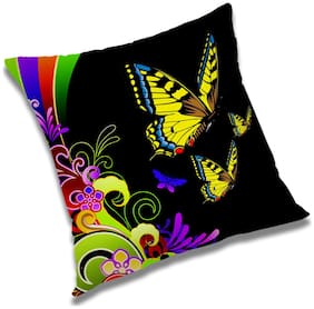 RADANYA Printed Polyester Black Cushion Cover ( Large , Pack of 1 )