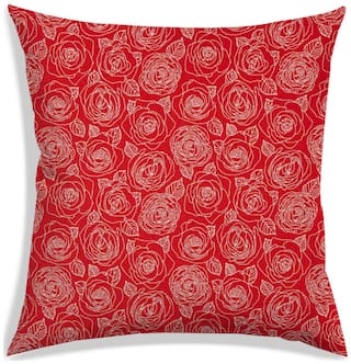 RADANYA Printed Polyester Red Cushion Cover ( Extra large , Pack of 1 )