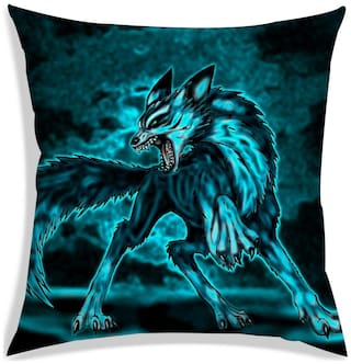 RADANYA Printed Polyester Green Cushion Cover ( Large , Pack of 1 )