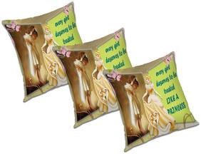 RADANYA Printed Polyester Gold Cushion Cover ( Regular , Pack of 3 )