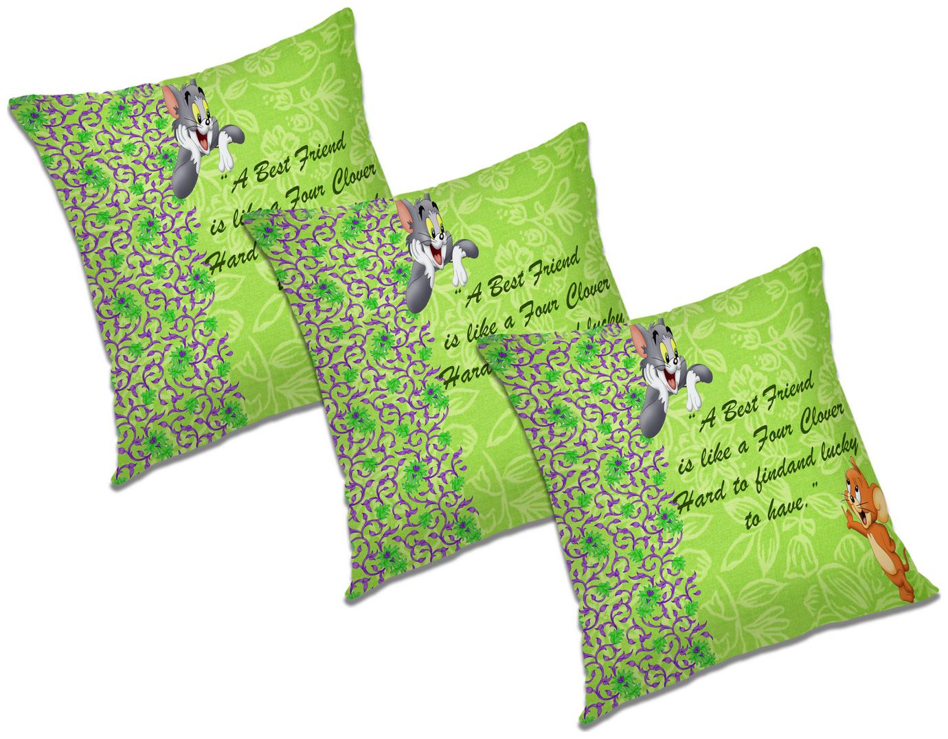 

RADANYA Printed Cushion Cover With FIller (Set of 3) 16x16 inch