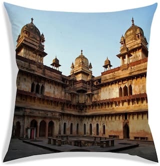 RADANYA Printed Polyester Brown Cushion Cover ( Large , Pack of 1 )