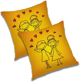 RADANYA Printed Polyester Gold Cushion Cover ( Extra large , Pack of 2 )