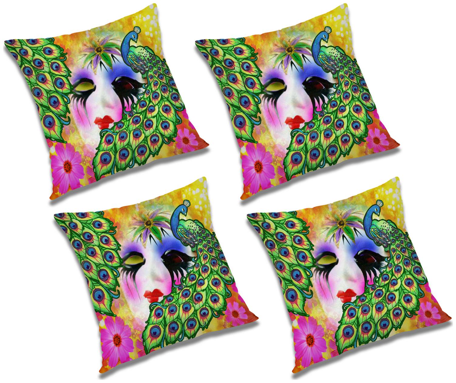 

RADANYA Printed Polyester Green Cushion Cover ( Regular Pack of 4 )