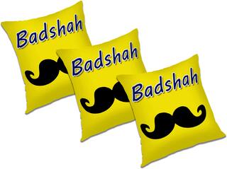 RADANYA Printed Polyester Yellow Cushion Cover ( Small , Pack of 3 )