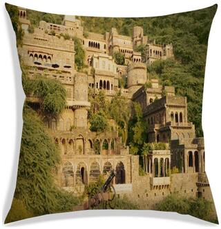 RADANYA Printed Polyester Brown Cushion Cover ( Small , Pack of 1 )
