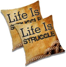 RADANYA Printed Polyester Orange Cushion Cover ( Extra large , Pack of 2 )
